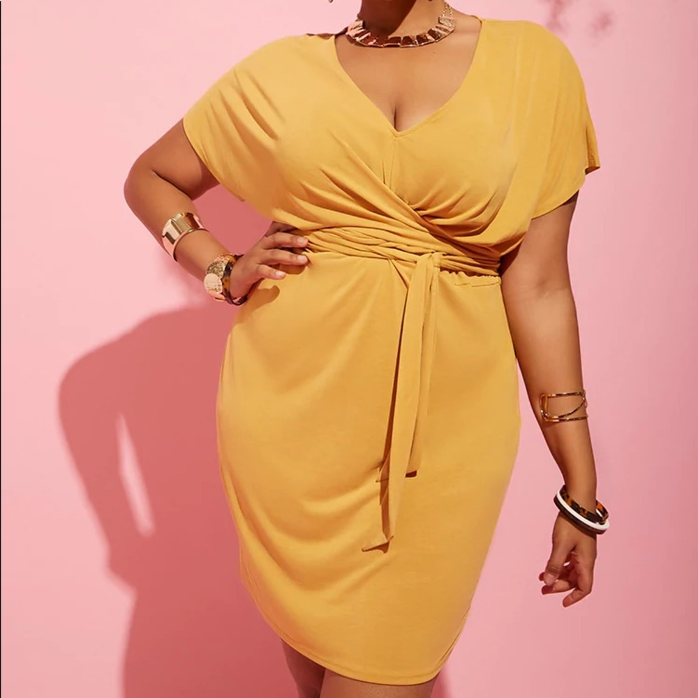 Forever 21+ Mustard Twist Front Dress